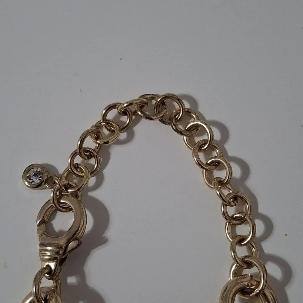 Shiny Gold Tone Chain Rectangular Bar Shape Geometric Rhinestone Necklace